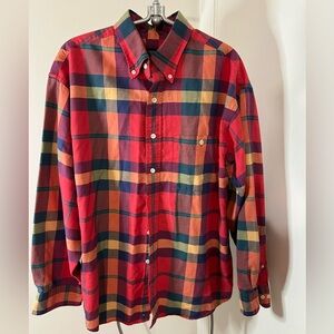 Lands End Long Sleeve Plaid Flannel Size Large